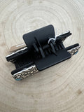 Western Faux Turquoise & Stamped Silver Hair Claw Clip — 3.5" Old West Statement