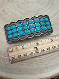 Western Faux Large Turquoise Cluster Metal Hair Barrette — 3" Old West Hair Statement