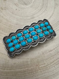 Western Faux Large Turquoise Cluster Metal Hair Barrette — 3" Old West Hair Statement