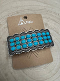 Western Faux Large Turquoise Cluster Metal Hair Barrette — 3" Old West Hair Statement