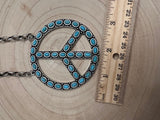 Western Turquoise Peace Pendant Necklace — 22 Inch Statement with 3" Pendant