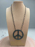 Western Turquoise Peace Pendant Necklace — 22 Inch Statement with 3" Pendant