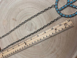 Western Turquoise Peace Pendant Necklace — 22 Inch Statement with 3" Pendant