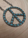 Western Turquoise Peace Pendant Necklace — 22 Inch Statement with 3" Pendant