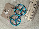 Western Large Peace Sign Dangle Earrings — Rustic 1¼" Statement
