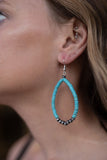 Western Teardrop Earrings with Faux Turquoise — Crafted 2½" Drop