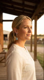 Western Turquoise Guitar Dangle Earrings — Country Music 2" Drop