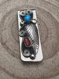 Wilbur Myers Coral, Turquoise & Sterling Silver Money Clip