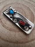 Wilbur Myers Coral, Turquoise & Sterling Silver Money Clip